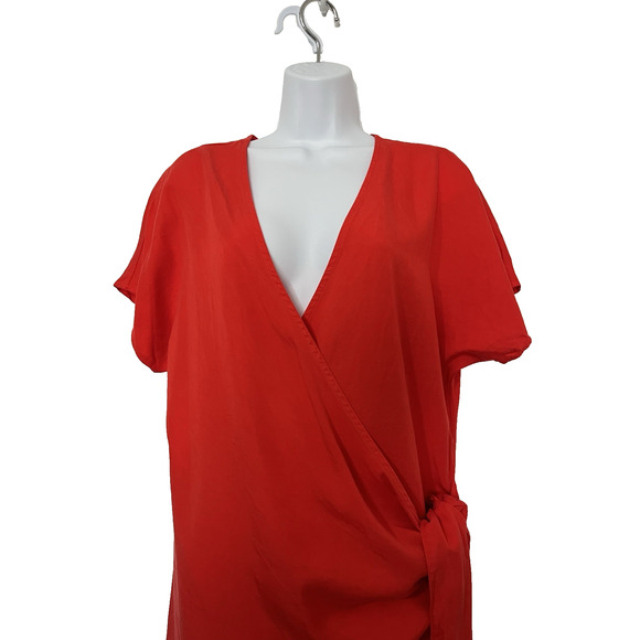 Anthropologie Amadi Robe Wrap Mini Dress Size M Orange Travel Beach Vacay NWT - Picture 3 of 8